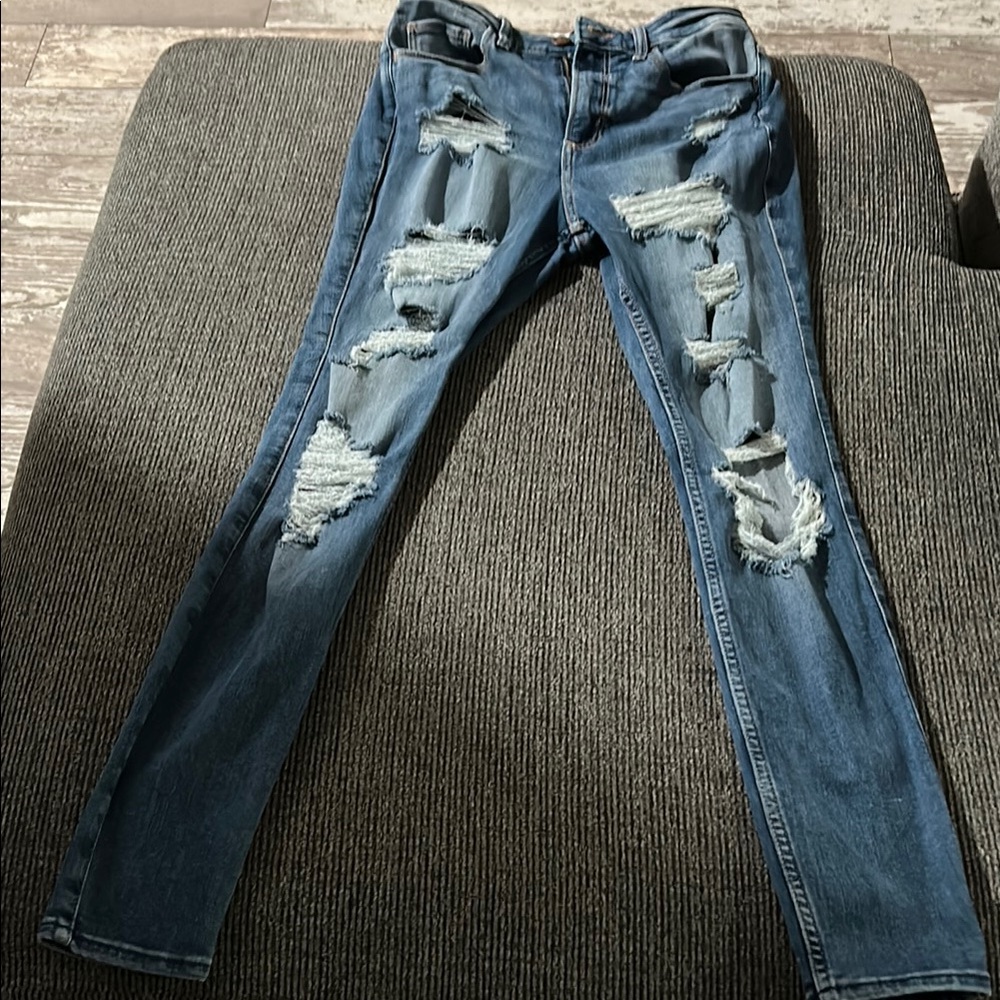 Hollister Blue Skinny Distressed Jeans